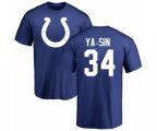 Indianapolis Colts #34 Rock Ya-Sin Royal Blue Name & Number Logo T-Shirt
