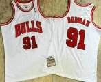 Chicago Bulls #91 Dennis Rodman 1997-98 White Hardwood Classics Soul AU Throwback Jersey