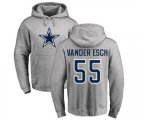 Dallas Cowboys #55 Leighton Vander Esch Ash Name & Number Logo Pullover Hoodie