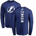 Tampa Bay Lightning #74 Dominik Masin Royal Blue Backer Long Sleeve T-Shirt