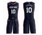 New York Knicks #10 Walt Frazier Swingman Navy Blue Basketball Suit Jersey - City Edition
