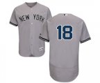 New York Yankees #18 Johnny Damon Grey Road Flex Base Authentic Collection MLB Jersey
