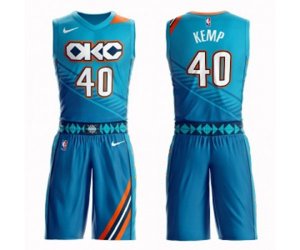 Oklahoma City Thunder #40 Shawn Kemp Swingman Turquoise Basketball Suit Jersey - City Edition
