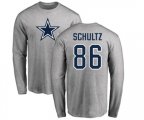 Dallas Cowboys #86 Dalton Schultz Ash Name & Number Logo Long Sleeve T-Shirt