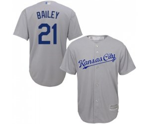 Kansas City Royals #21 Homer Bailey Replica Grey Road Cool Base Baseball Jersey