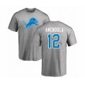Detroit Lions #12 Danny Amendola Ash Name & Number Logo T-Shirt