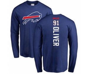 Buffalo Bills #91 Ed Oliver Royal Blue Backer Long Sleeve T-Shirt