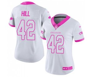 Women Seattle Seahawks #42 Delano Hill Limited White Pink Rush Fashion Football Jersey