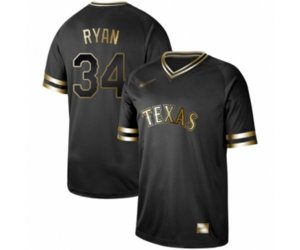Texas Rangers #34 Nolan Ryan Authentic Black Gold Fashion Baseball Jersey