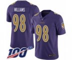 Baltimore Ravens #98 Brandon Williams Limited Purple Rush Vapor Untouchable 100th Season Football Jersey