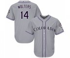 Colorado Rockies #14 Tony Wolters Replica Grey Road Cool Base Baseball Jersey