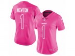 Womens Carolina Panthers #1 Cam Newton Limited Pink Rush Fashion NFL Jersey