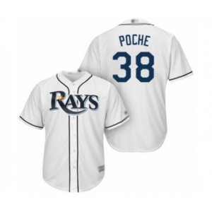 Tampa Bay Rays #38 Colin Poche Authentic White Home Cool Base Baseball Player Jersey