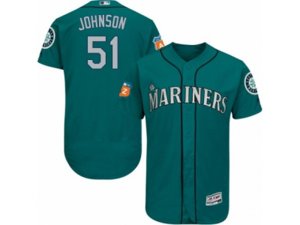 Seattle Mariners #51 Randy Johnson Teal Green Flexbase Authentic Collection MLB Jersey