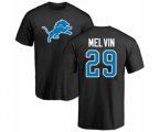 Detroit Lions #29 Rashaan Melvin Black Name & Number Logo T-Shirt