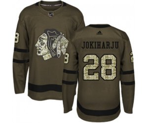 Chicago Blackhawks #28 Henri Jokiharju Authentic Green Salute to Service NHL Jersey