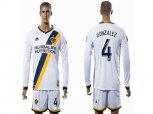Los Angeles Galaxy #4 GONZALEZ White Home Long Sleeves Soccer Club Jersey
