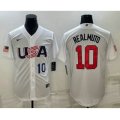 USA Baseball #10 JT Realmuto Number 2023 White World Baseball Classic Stitched Jersey