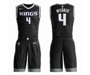 Sacramento Kings #4 Chris Webber Swingman Black Basketball Suit Jersey Statement Edition