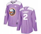 New York Islanders #2 Nick Leddy Authentic Purple Fights Cancer Practice NHL Jersey