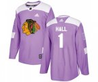 Chicago Blackhawks #1 Glenn Hall Authentic Purple Fights Cancer Practice NHL Jersey