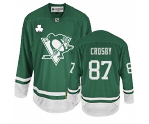 Reebok Pittsburgh Penguins #87 Sidney Crosby Authentic Green St Patty\'s Day NHL Jersey