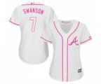 Women's Atlanta Braves #7 Dansby Swanson Replica White Fashion Cool Base Baseball Jersey