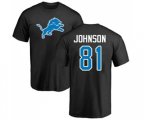 Detroit Lions #81 Calvin Johnson Black Name & Number Logo T-Shirt