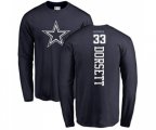Dallas Cowboys #33 Tony Dorsett Navy Blue Backer Long Sleeve T-Shirt