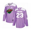 Minnesota Wild #23 J.T. Brown Authentic Purple Fights Cancer Practice Hockey Jersey