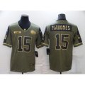 Kansas City Chiefs #15 Patrick Mahomes Nike Gold 2021 Salute To Service Limited Player Jersey