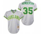 Oakland Athletics #35 Rickey Henderson Authentic Grey 1981 Throwback Baseball Jersey