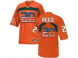 2016 US Flag Fashion Men's Miami Hurricanes Ed Reed #20 College Football Jersey - Orange