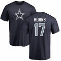 Dallas Cowboys #17 Allen Hurns Navy Blue Name & Number Logo T-Shirt