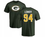 Green Bay Packers #94 Dean Lowry Green Name & Number Logo T-Shirt
