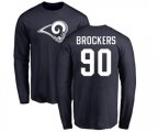 Los Angeles Rams #90 Michael Brockers Navy Blue Name & Number Logo Long Sleeve T-Shirt