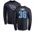 Tennessee Titans #36 LeShaun Sims Navy Blue Name & Number Logo Long Sleeve T-Shirt
