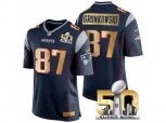 New England Patriots #87 Rob Gronkowski blue Jerseys(Limited Super Bowl 50th)