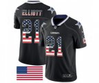 Dallas Cowboys #21 Ezekiel Elliott Limited Black Rush USA Flag Football Jersey