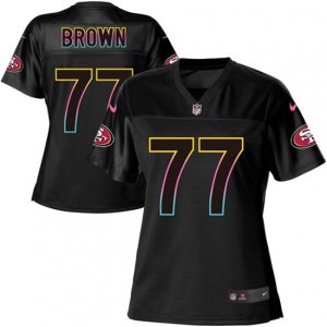 Women San Francisco 49ers #77 Trent Brown Game Black Fashion NFL Jersey