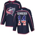 Columbus Blue Jackets #14 Jordan Schroeder Authentic Navy Blue USA Flag Fashion NHL Jersey