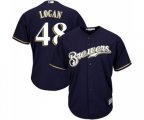 Milwaukee Brewers #48 Boone Logan Replica Navy Blue Alternate Cool Base Baseball Jersey