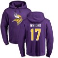 Minnesota Vikings #17 Jarius Wright Purple Name & Number Logo Pullover Hoodie