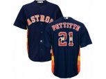 Houston Astros #21 Andy Pettitte Authentic Navy Blue Team Logo Fashion Cool Base MLB Jersey