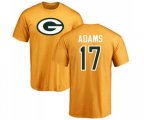 Green Bay Packers #17 Davante Adams Gold Name & Number Logo T-Shirt