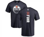 Edmonton Oilers #31 Grant Fuhr Navy Blue Backer T-Shirt