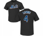 New York Mets #4 Jed Lowrie Black Name & Number T-Shirt