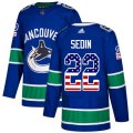 Vancouver Canucks #22 Daniel Sedin Authentic Blue USA Flag Fashion NHL Jersey