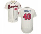 Atlanta Braves #40 Mike Soroka Cream Alternate Flex Base Authentic Collection Baseball Jersey