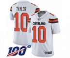 Cleveland Browns #10 Taywan Taylor White Vapor Untouchable Limited Player 100th Season Football Jersey